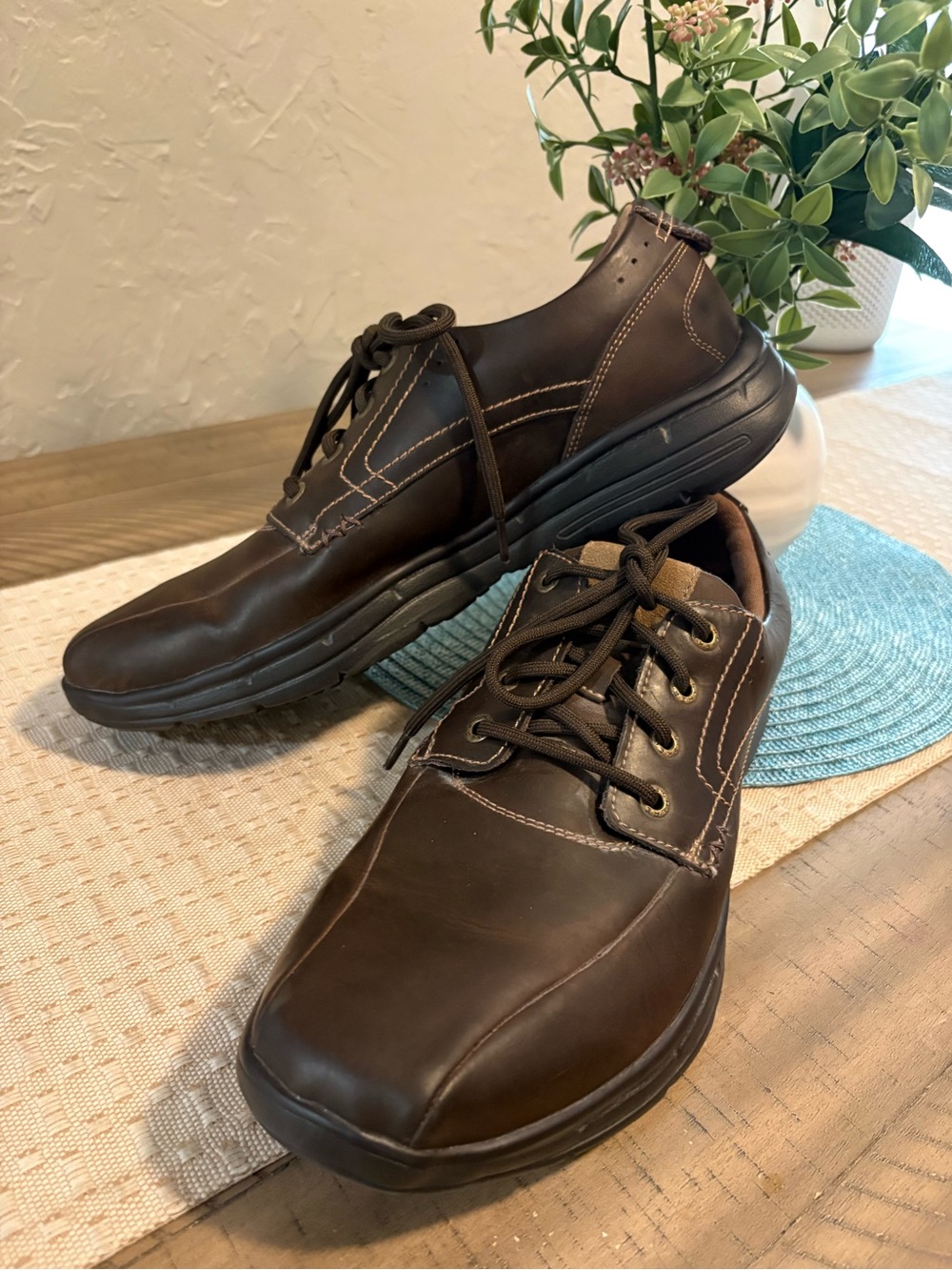 Skechers Relaxed Fit Gel-Infused Memory Foam Brown Leather Oxford Shoes size 13